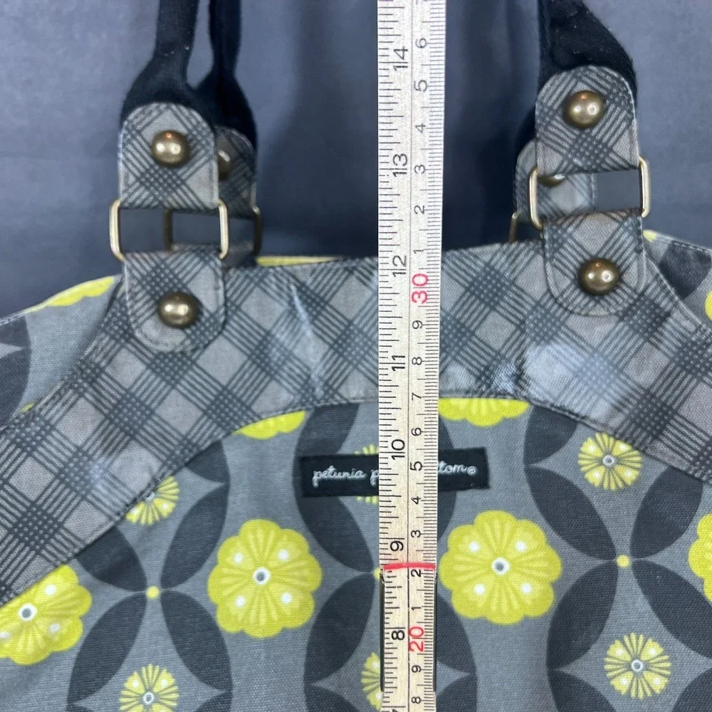 Petunia Pickle Bottom Wistful Weekender Diaper Bag Yellow Gray Floral Large Tote